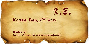 Komsa Benjámin névjegykártya