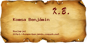 Komsa Benjámin névjegykártya